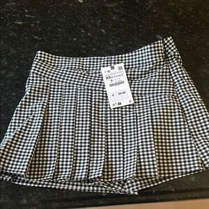 Zara Black and White Checkered Mini Skirt